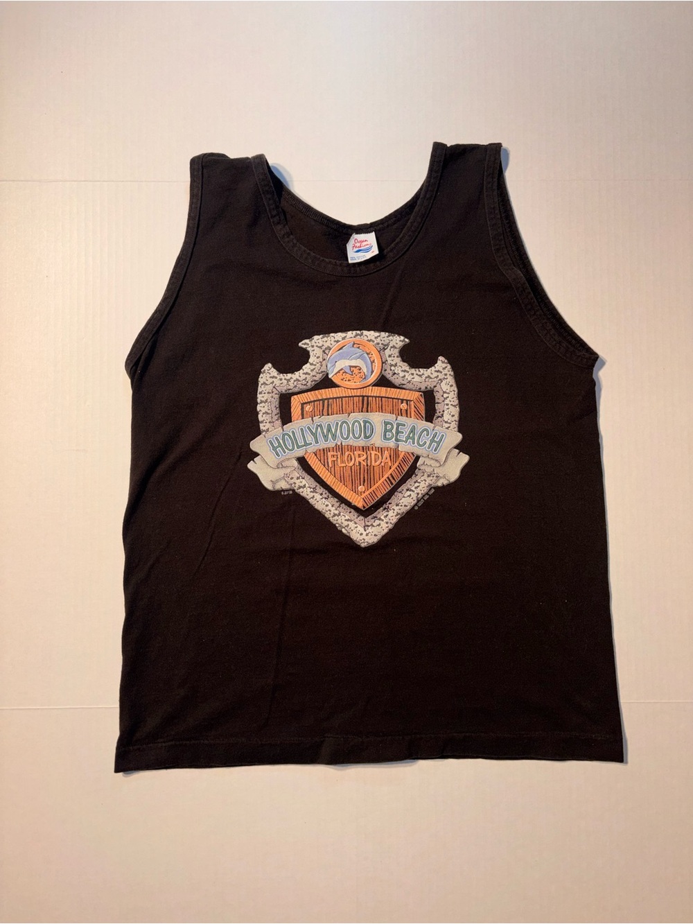 Vtg Ocean Fashions Hollywood Beach Florida Dolphin Nature 90’s USA Tank Top Sz M